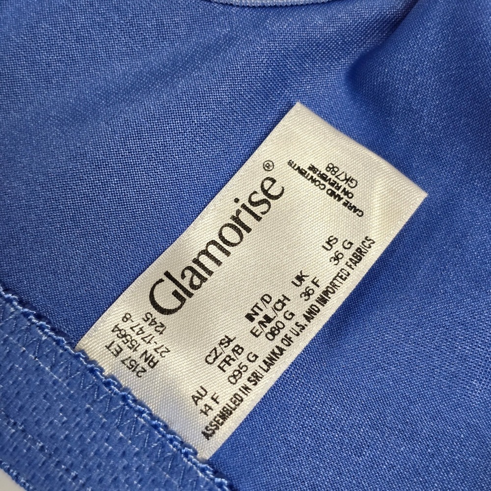 Glamorise Front Closure Underwire Bra Womens 36G Blue Lace Trim Feminine Classic - Picture 6 of 8